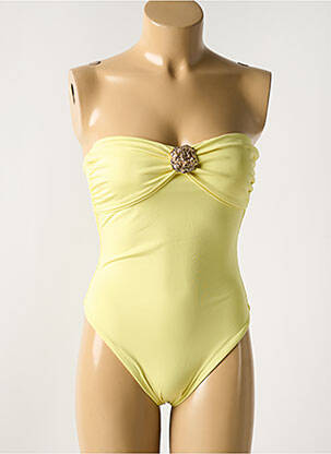Maillot de bain 1 pièce effet matière satinée haut soutien-gorge avec mousse de rembourrage amovible jaune GARCONNE femme