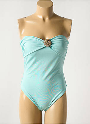 Maillot de bain 1 pièce effet matière satinée haut soutien-gorge avec mousse de rembourrage amovible bleu GARCONNE femme
