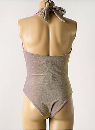 Maillot de bain 1 pièce effet matière satinée haut triangles or GARCONNE femme
