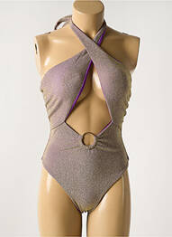 Maillot de bain 1 pièce effet matière satinée haut soutien-gorge avec mousse de rembourrage amovible or GARCONNE femme