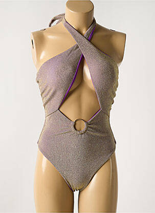 Maillot de bain 1 pièce effet matière satinée haut soutien-gorge avec mousse de rembourrage amovible or GARCONNE femme