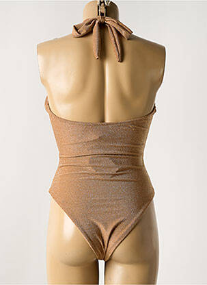 Maillot de bain 1 pièce effet matière satinée haut soutien-gorge avec mousse de rembourrage amovible marron GARCONNE femme