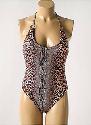 Maillot de bain 1 pièce effet matière satinée haut soutien-gorge avec mousse de rembourrage amovible rose GARCONNE femme