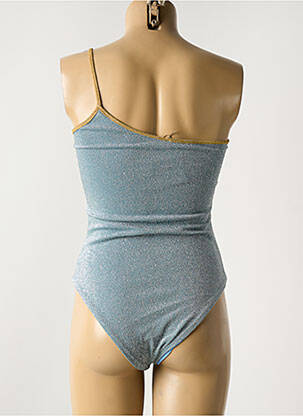 Maillot de bain 1 pièce effet matière satinée haut soutien-gorge avec mousse de rembourrage amovible argent GARCONNE femme