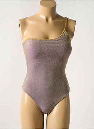 Maillot de bain 1 pièce effet matière satinée haut soutien-gorge avec mousse de rembourrage amovible violet GARCONNE femme
