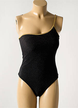 Maillot de bain 1 pièce effet matière satinée haut soutien-gorge avec mousse de rembourrage amovible noir GARCONNE femme