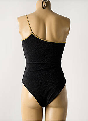 Maillot de bain 1 pièce effet matière satinée haut soutien-gorge avec mousse de rembourrage amovible noir GARCONNE femme