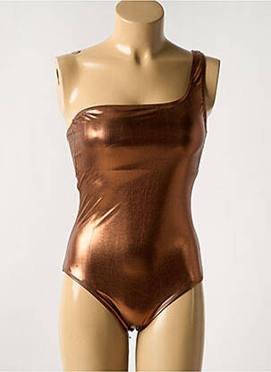 Maillot de bain 1 pièce effet matière satinée haut soutien-gorge avec mousse de rembourrage amovible orange DAG ADOM femme
