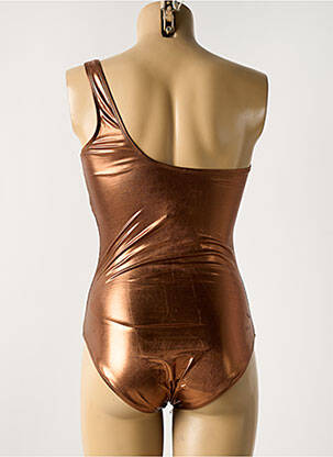Maillot de bain 1 pièce effet matière satinée haut soutien-gorge avec mousse de rembourrage amovible orange DAG ADOM femme