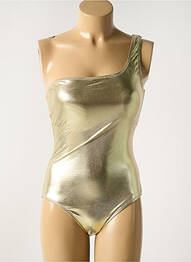 Maillot de bain 1 pièce effet matière satinée haut soutien-gorge avec mousse de rembourrage amovible or DAG ADOM femme