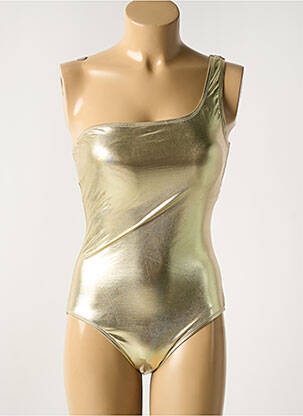 Maillot de bain 1 pièce effet matière satinée haut soutien-gorge avec mousse de rembourrage amovible or DAG ADOM femme