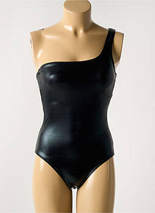 Maillot de bain 1 pièce effet matière satinée haut soutien-gorge avec mousse de rembourrage amovible noir DAG ADOM femme