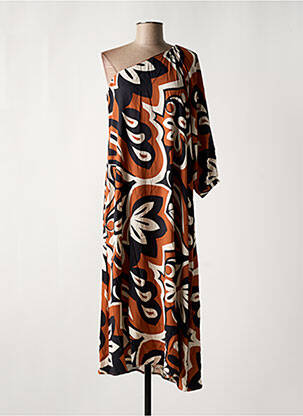 Robe longue manches longues manches longues marron SKATÏE femme