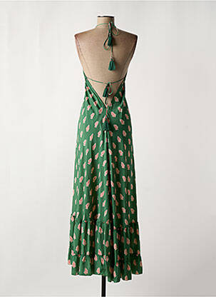 Robe longue imprimé fantaisie sans manche vert GOA femme