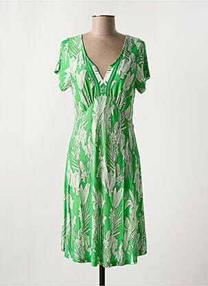 Robe mi-longue imprimé fantaisie manches courtes vert AGATHE & LOUISE femme