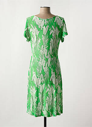Robe mi-longue imprimé fantaisie manches courtes vert AGATHE & LOUISE femme