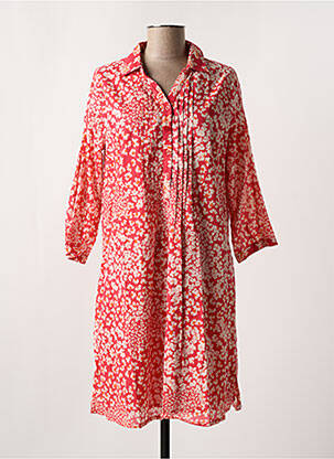 Robe mi-longue imprimé fleurs manches 3/4 rose AGATHE & LOUISE femme