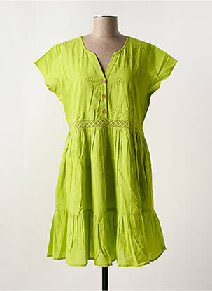 Robe mi-longue manches courtes manches courtes vert AGATHE & LOUISE femme