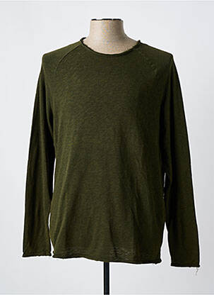 Pull col rond manches longues vert AMERICAN VINTAGE homme
