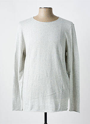 Pull col rond manches longues gris clair AMERICAN VINTAGE homme
