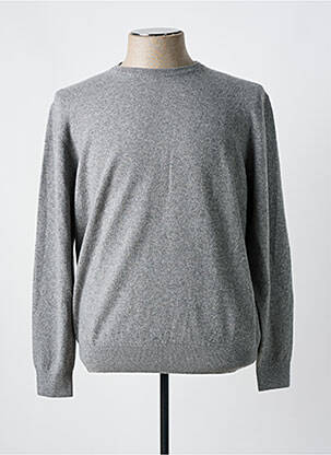 Pull col rond manches longues gris CAVALIERI MILANO homme