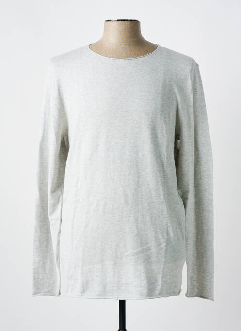 Pull col rond manches longues gris clair AMERICAN VINTAGE homme