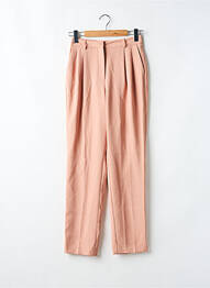 Pantalon droit fermeture zippée sous rabat avec crochet beige AMERICAN VINTAGE femme