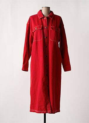 Robe mi-longue manches longues manches longues rouge AMERICAN VINTAGE femme