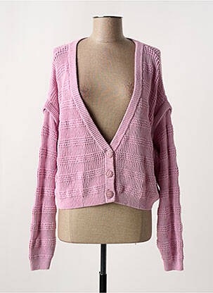 Gilet manches longues maille souple et aérée violet AMERICAN VINTAGE femme