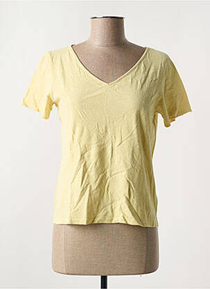 T-shirt col v manches courtes jaune AMERICAN VINTAGE femme