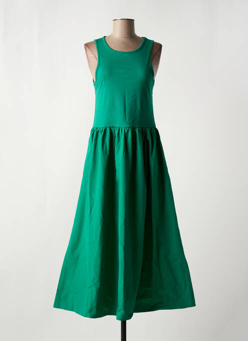 Robe longue coupe évasée sans manche vert GERTRUDE femme