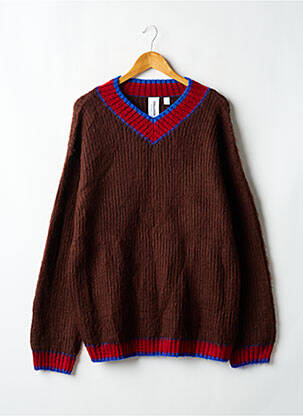 Pull col v manches longues marron COLLUSION femme