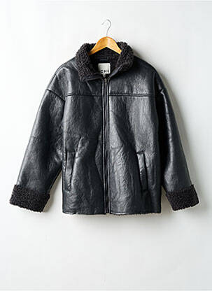 Manteau court poignets revers sans capuche gris ICHI femme