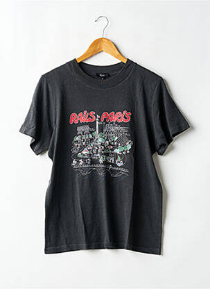 T-shirt coupe droite manches courtes gris RAILS femme