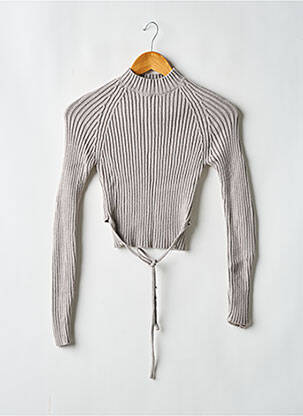 Pull stretch manches longues gris PULL & BEAR femme