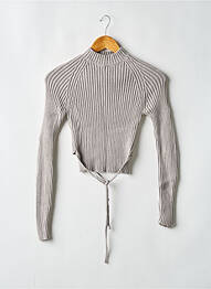 Pull stretch manches longues gris PULL & BEAR femme