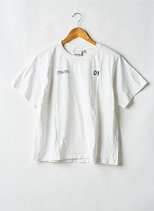 T-shirt coupe droite manches courtes blanc ICHI femme