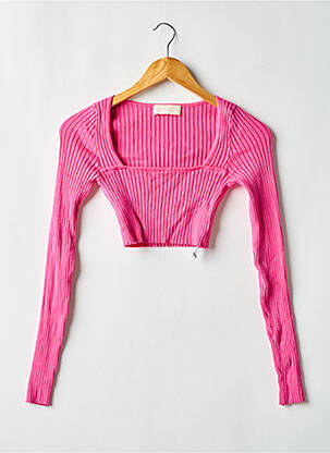Top col carré manches longues rose LENI KLUM X ABOUT YOU femme