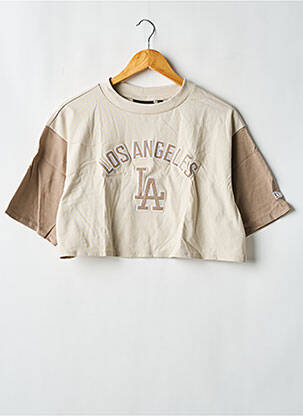 T-shirt stretch manches courtes beige NEW ERA femme