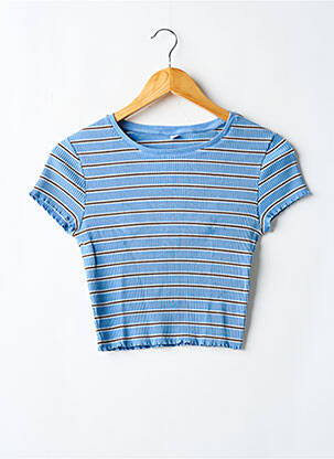 T-shirt stretch manches courtes bleu UNIQLO femme