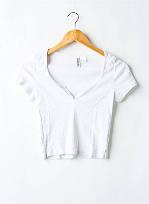 T-shirt col v manches courtes blanc DIVIDED H&M femme