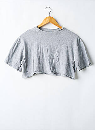 T-shirt stretch manches courtes gris TOPSHOP femme