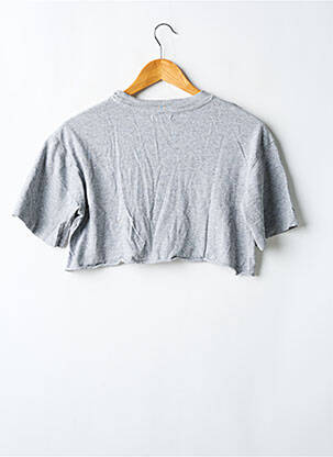 T-shirt stretch manches courtes gris TOPSHOP femme
