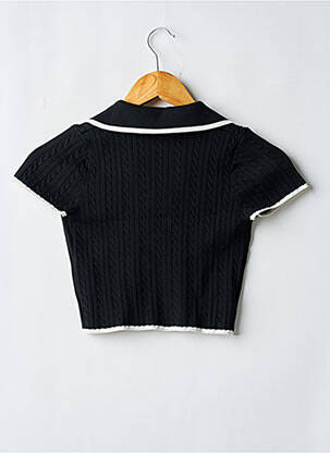 Pull stretch manches courtes noir BERSHKA femme