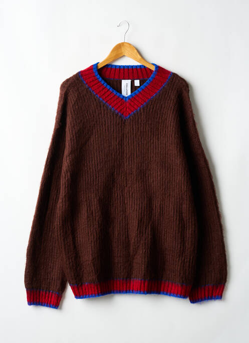Pull col v manches longues marron COLLUSION femme