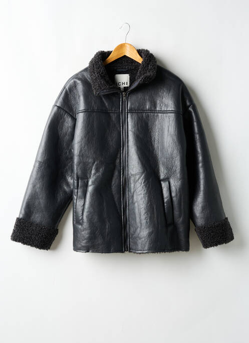 Manteau court poignets revers sans capuche gris ICHI femme