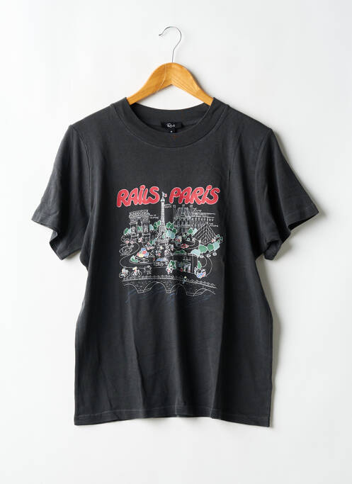 T-shirt coupe droite manches courtes gris RAILS femme