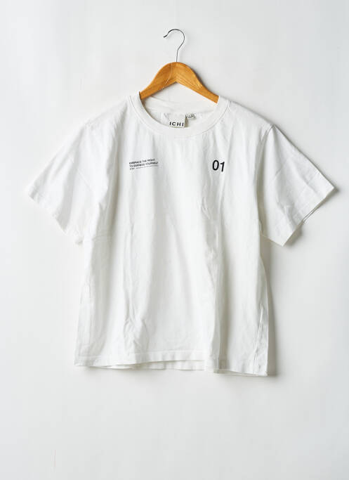 T-shirt coupe droite manches courtes blanc ICHI femme