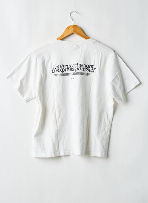 T-shirt coupe droite manches courtes blanc ICHI femme