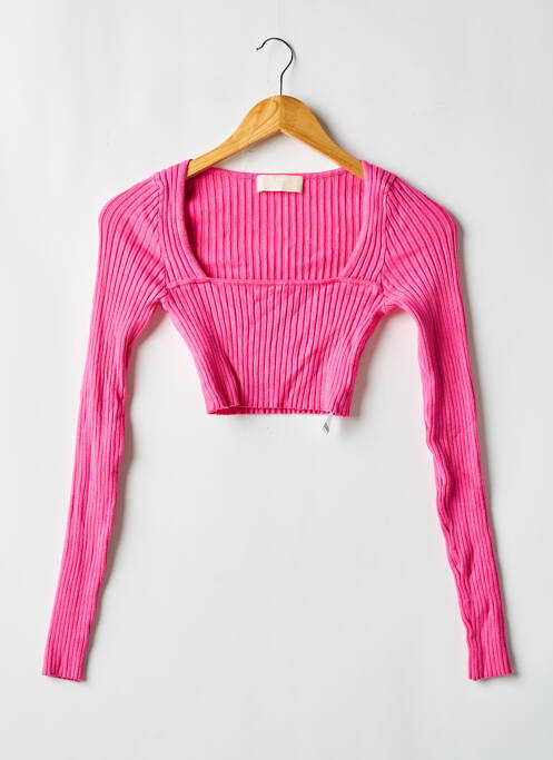Top col carré manches longues rose LENI KLUM X ABOUT YOU femme